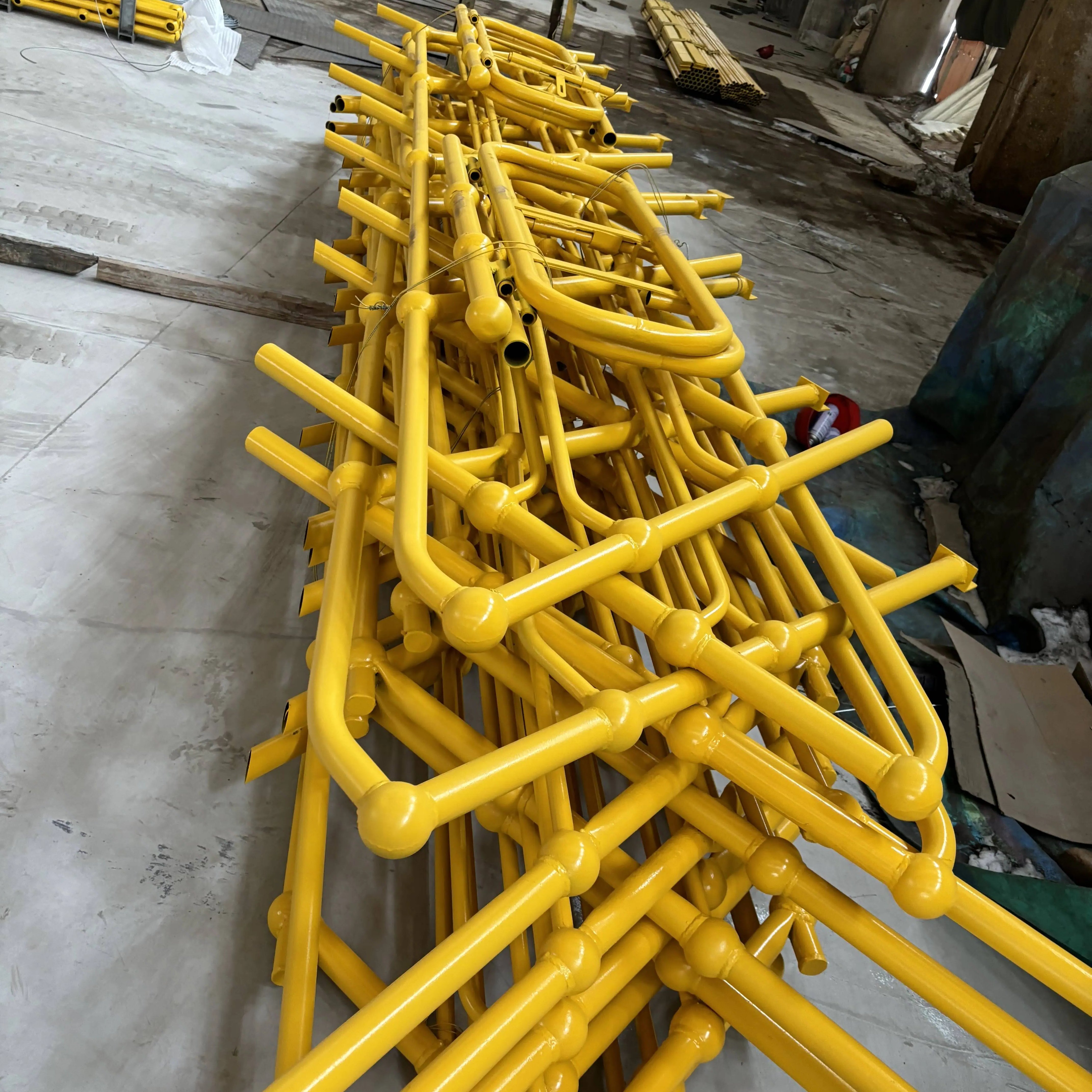 Outdoor Industrial Paint Steel Stair Handrail Industrial Steel Ball Joint Stanchion Pipe Railing